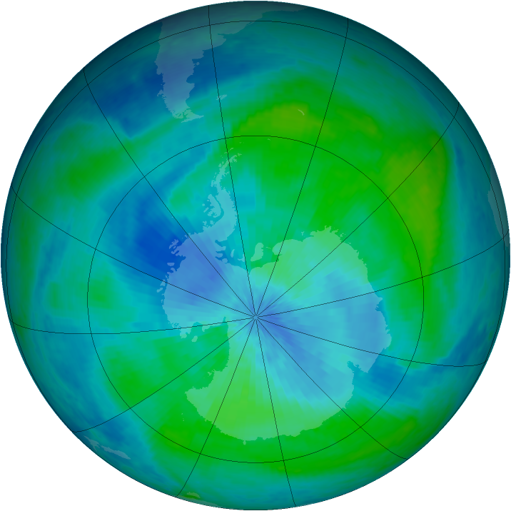 Antarctic ozone map for 08 March 2003